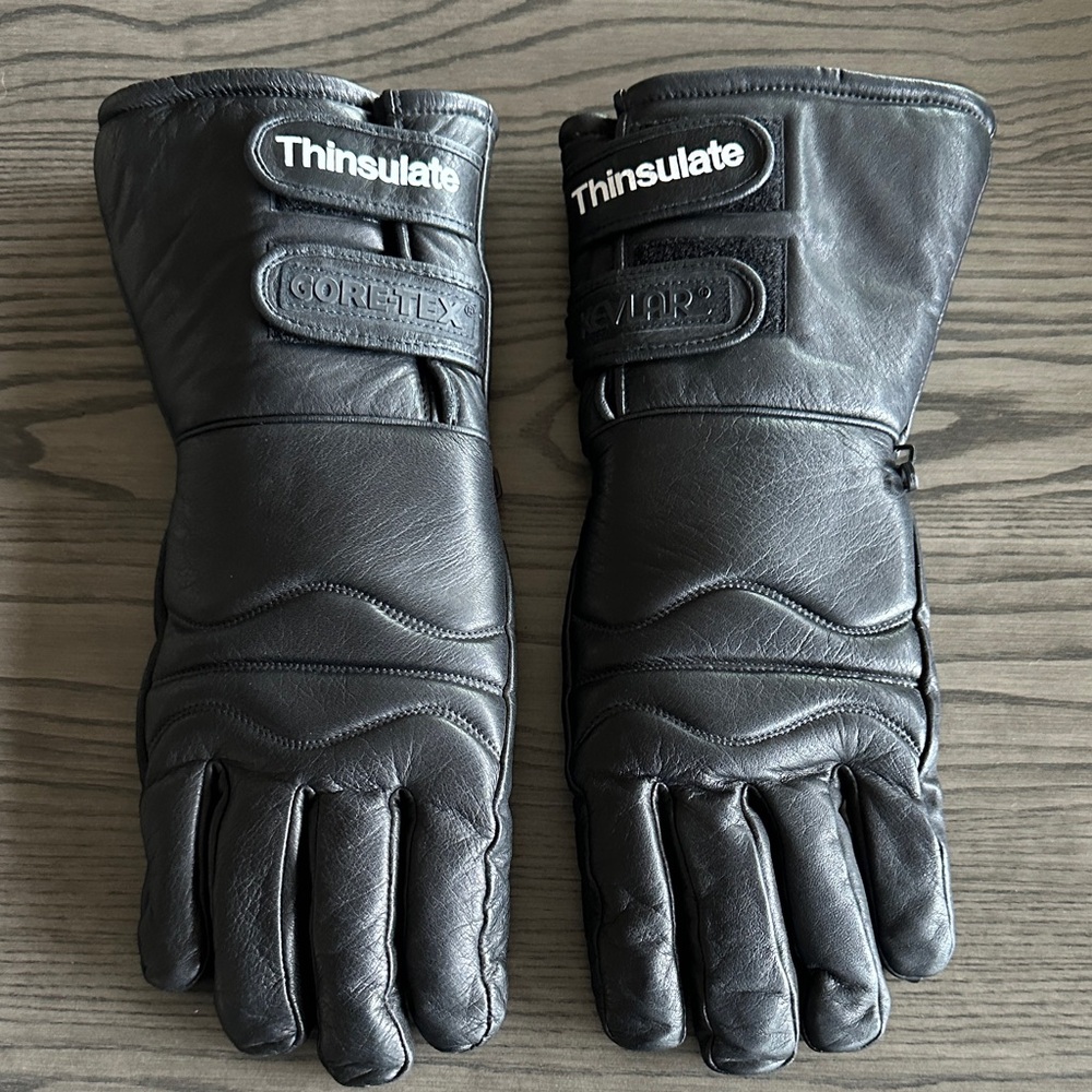 Olympia Thinsulate Gortex Black Leather Motorcycle Snowmobile Gloves